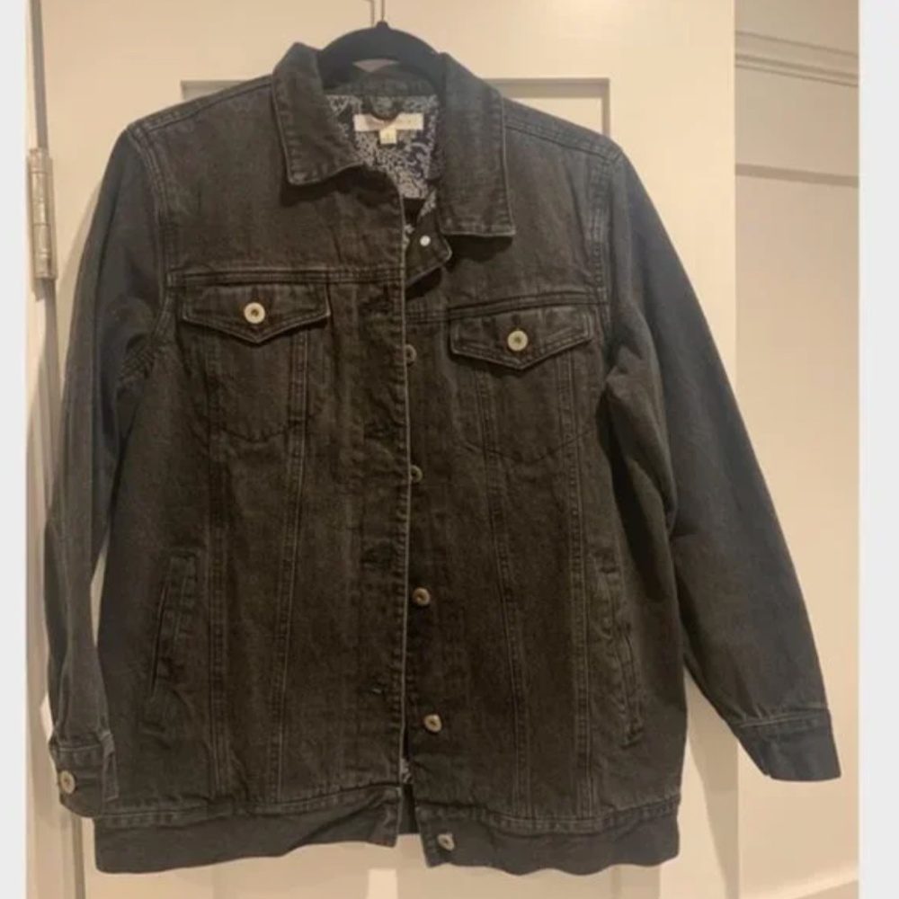 Nasty Gal Black Honey Punch Denim Faded Buttoned Jean Jacket [Small]